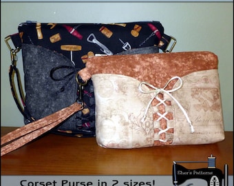 Patrón PDF para bolso de mano tipo corsé, bolso de muñeca, bolso bandolera, bolso de mano, tutorial, bricolaje