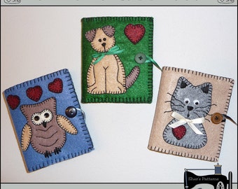 PDF Pattern for Felt Needle Case, Sewing Accessories Pattern, Dog Applique, Cat Applique Sewing Pattern, Tutorial, DIY