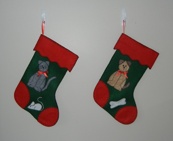 Felt cat christmas stocking Clearance