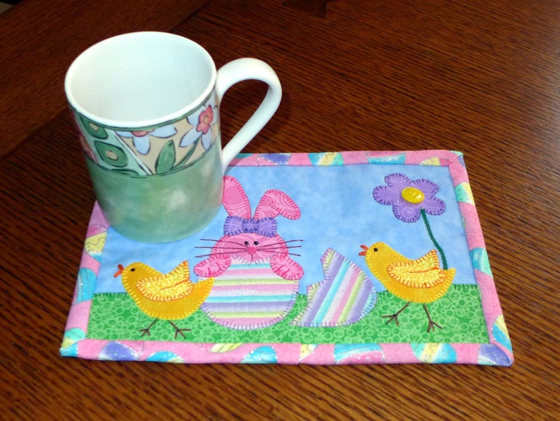 PDF Pattern for Hiding Bunny Mug Rug Bunny Mug Rug Pattern Etsy