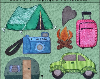 Plantillas de apliques de vacaciones - Patrón de apliques de viaje - Plantilla de apliques de camping - Plantilla de apliques, Patrón de costura, Patrón PDF, BRICOLAJE
