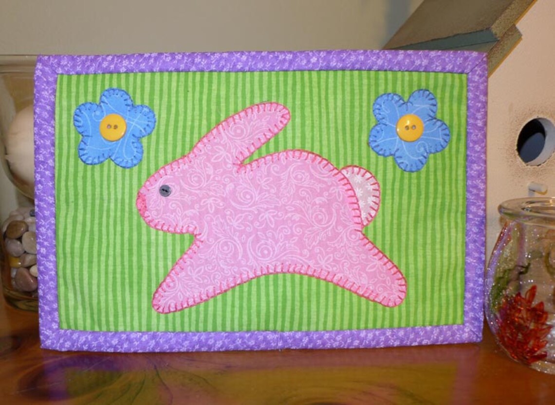 PDF Pattern for Bunny Mug Rug Bunny Mug Rug Patterneaster Etsy