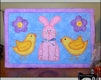 PDF Pattern for Bunny & Chick Mug Rug, Bunny Mug Rug Pattern, Easter Mini Quilt Pattern, Chick Mug Rug Pattern - Sewing Pattern, DIY