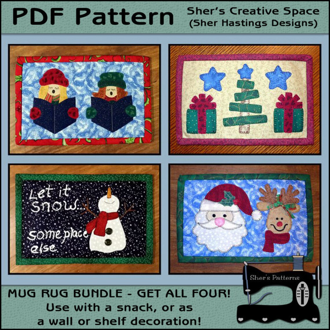PDF Pattern for Christmas Mug Rug Bundle Vol 3 Christmas Etsy