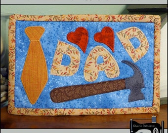 PDF Pattern for Dad Mug Rug, Dad Mug Rug Pattern, Dad Mini Quilt Pattern, Father's Day Applique, Father's Day Sewing Pattern, Tutorial, DIY