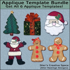 Christmas Applique Template Bundle Vol 1, Santa Applique Template, Gingerbread Applique Template, Sewing Pattern - PDF Pattern, DIY
