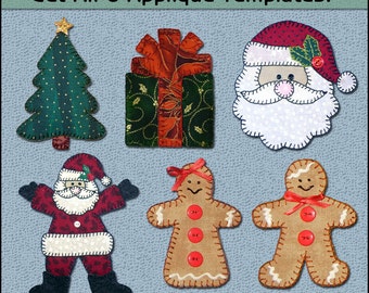 Christmas Applique Template Bundle Vol 1, Santa Applique Template, Gingerbread Applique Template, Sewing Pattern - PDF Pattern, DIY