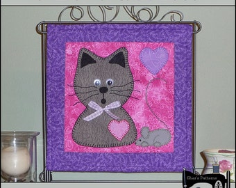 Patrón PDF para Gato y Ratón, Mini Edredón, Apliques de Gato, Mini Edredón de Gato, Mini Edredón de Ratón, Patrón de Costura de Gato - Tutorial, DIY