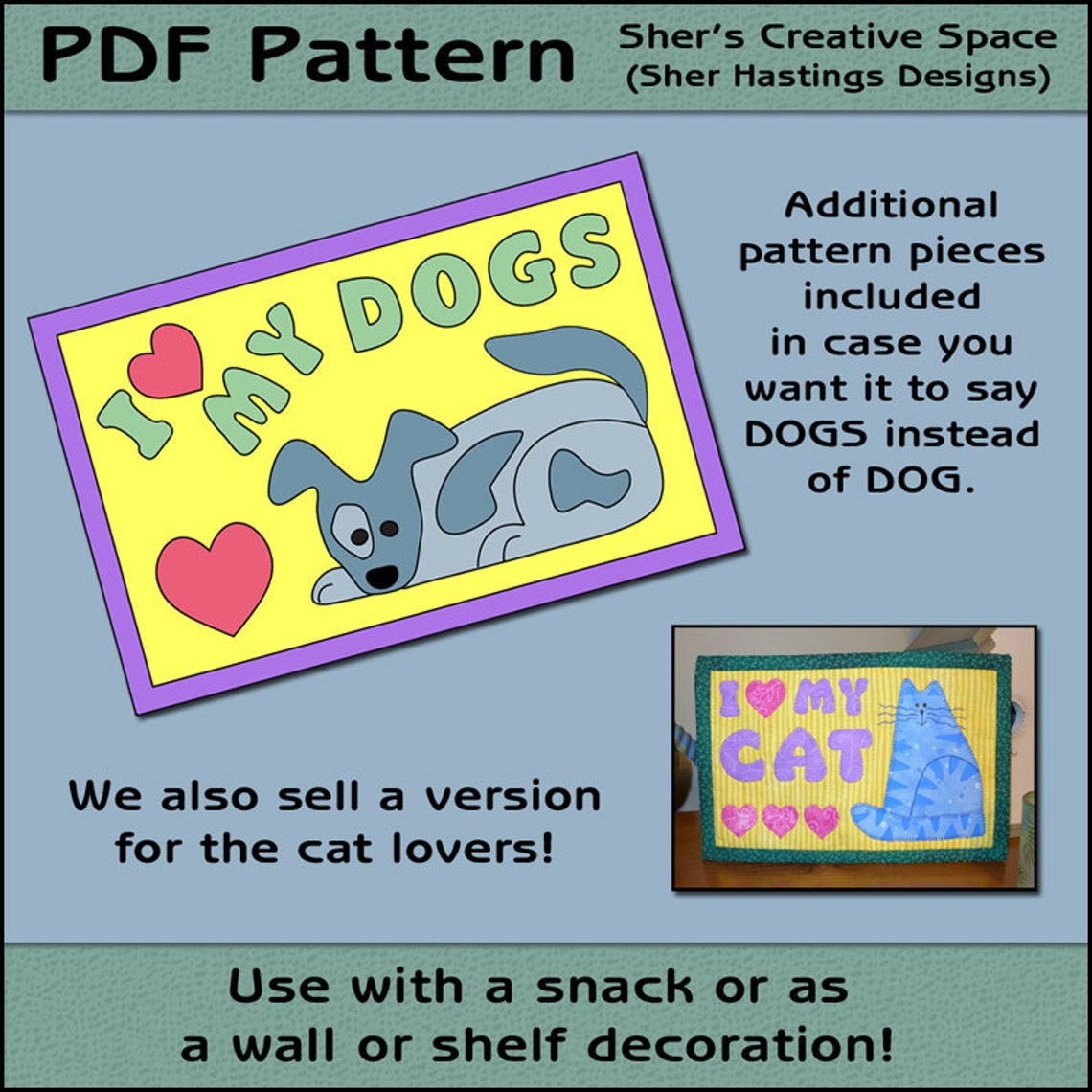 PDF Pattern for Dog Mug Rug Love My Dog Mug Rug Pattern Dog Etsy