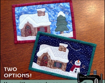 Modèle PDF pour tapis de tasse de chalet de Noël, modèle de tapis de tasse de Noël, modèle de mini couette de Noël - patron de couture, tutoriel, bricolage