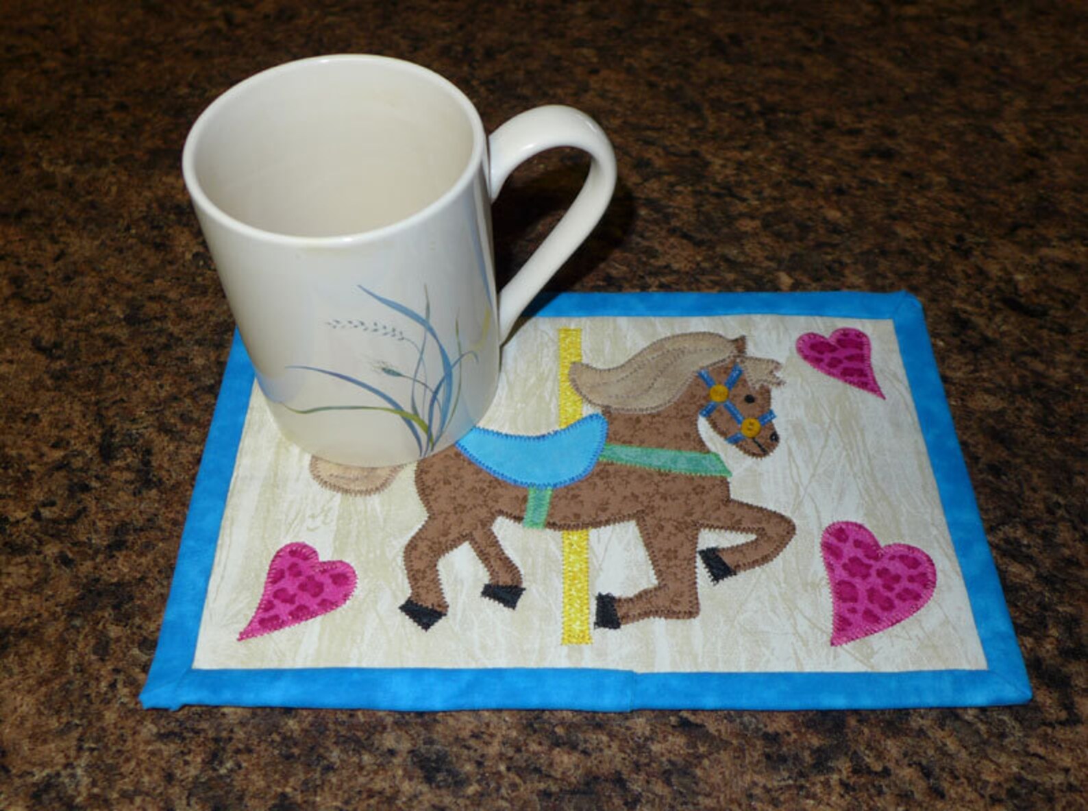 PDF Pattern for Carousel Horse Mug Rug, Carousel Horse Mug Rug Pattern ...