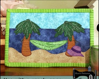 Patrón PDF para posavasos de palmeras, patrón de posavasos de vacaciones, mini colcha hawaiana, patrón de mini colcha - Patrón de costura, tutorial, hazlo tú mismo