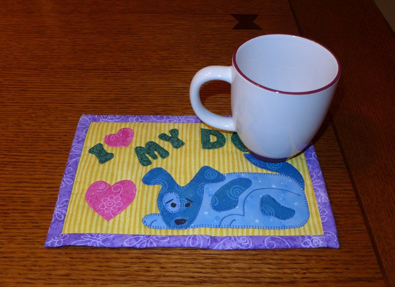 PDF Pattern for Dog Mug Rug Love My Dog Mug Rug Pattern Dog Etsy