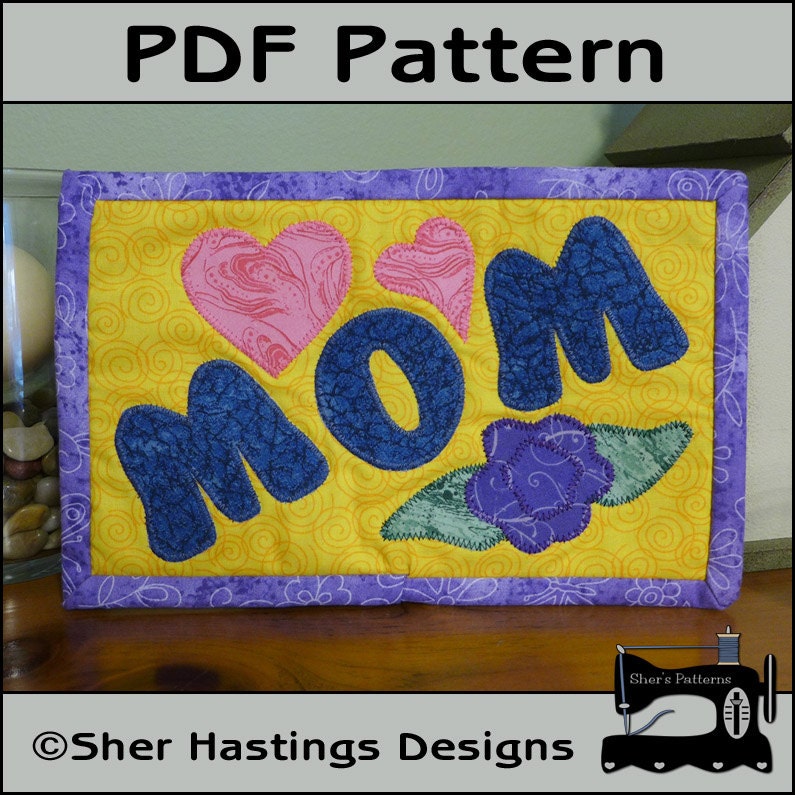 Printable Free Mug Rug Patterns.pdf PDF Pattern for Mom Mug Rug, Mom Mug Rug Pattern, Mom Mini Quilt ...
