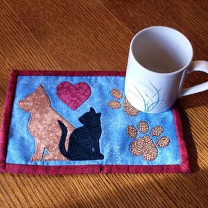 PDF Pattern for Cat and Dog Silhouette Mug Rug, Dog Mug Rug Pattern ...