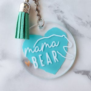 Mama Bear Keychain Acrylic Keychain Mother&#39;s Day Gift Customizable Gift for Mom Keychain Mom Accessory Mama Bear Gift Family Love Parent