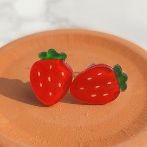 Strawberry Stud Earrings Hypoallergenic Earrings Cute Gift Accessory Jewelry Earring Stud Strawberry Fruit Earrings