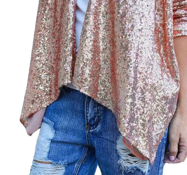 Blush Sequin Jacket Size M Ready to Ship Evening Bolero Etsy