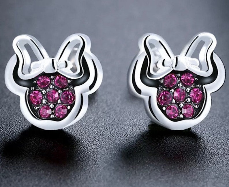 Small Mickey Mouse stud earrings / 925 Sterling Silver Etsy