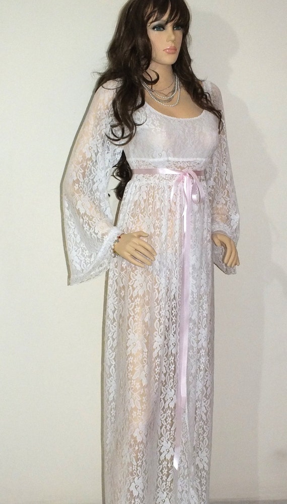 Ivory White Black Bridal Sleepwear Romantic robe Bridal Etsy