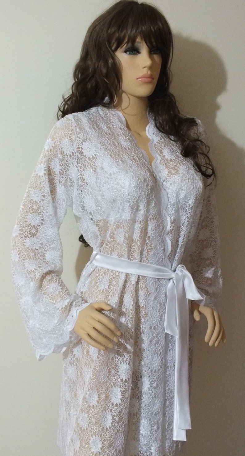 white lace robe