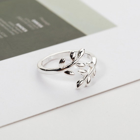Genuine 925 Sterling Silver Handmade Olive Leaf Rings