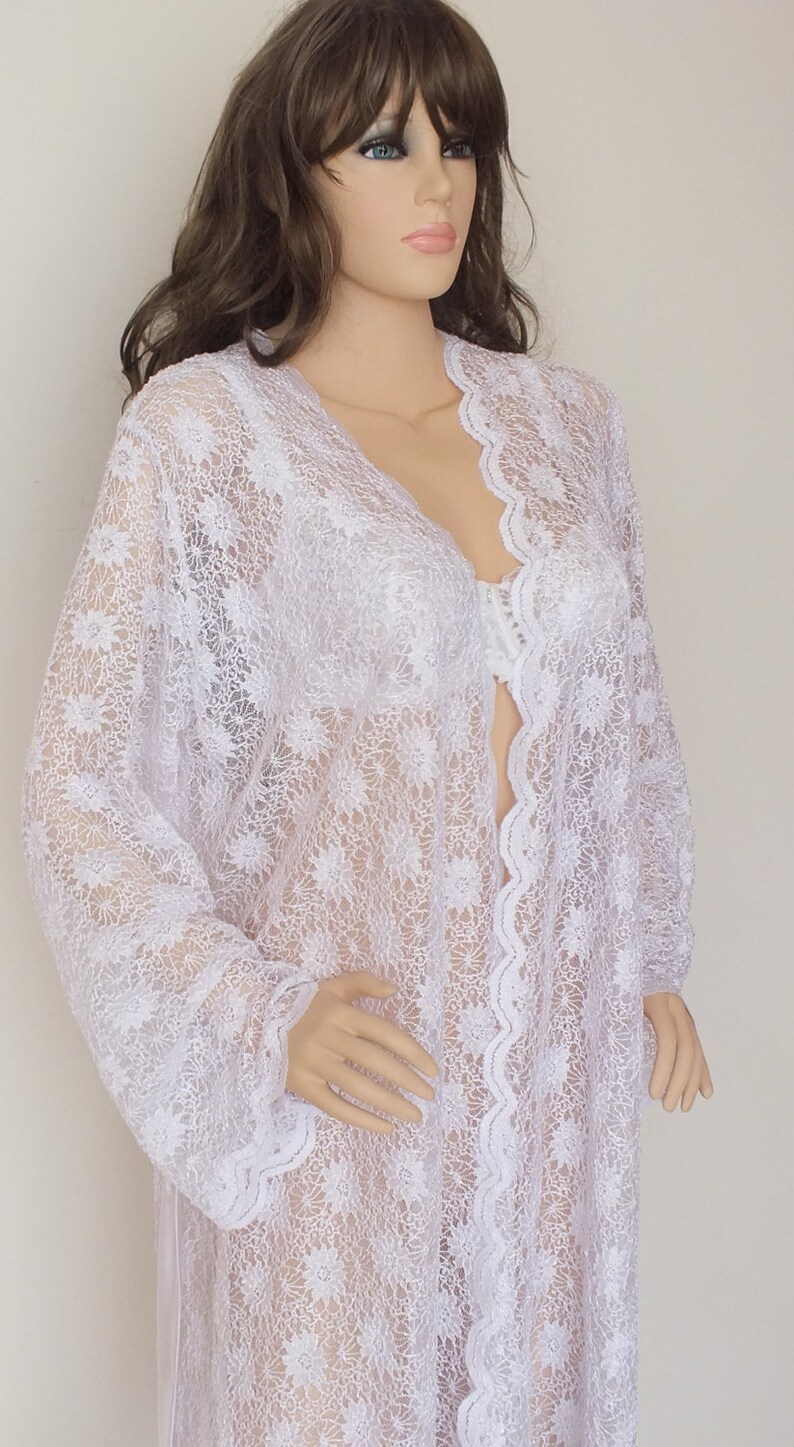 White lace robe romantic robe bridal robe honeymoon robe Etsy