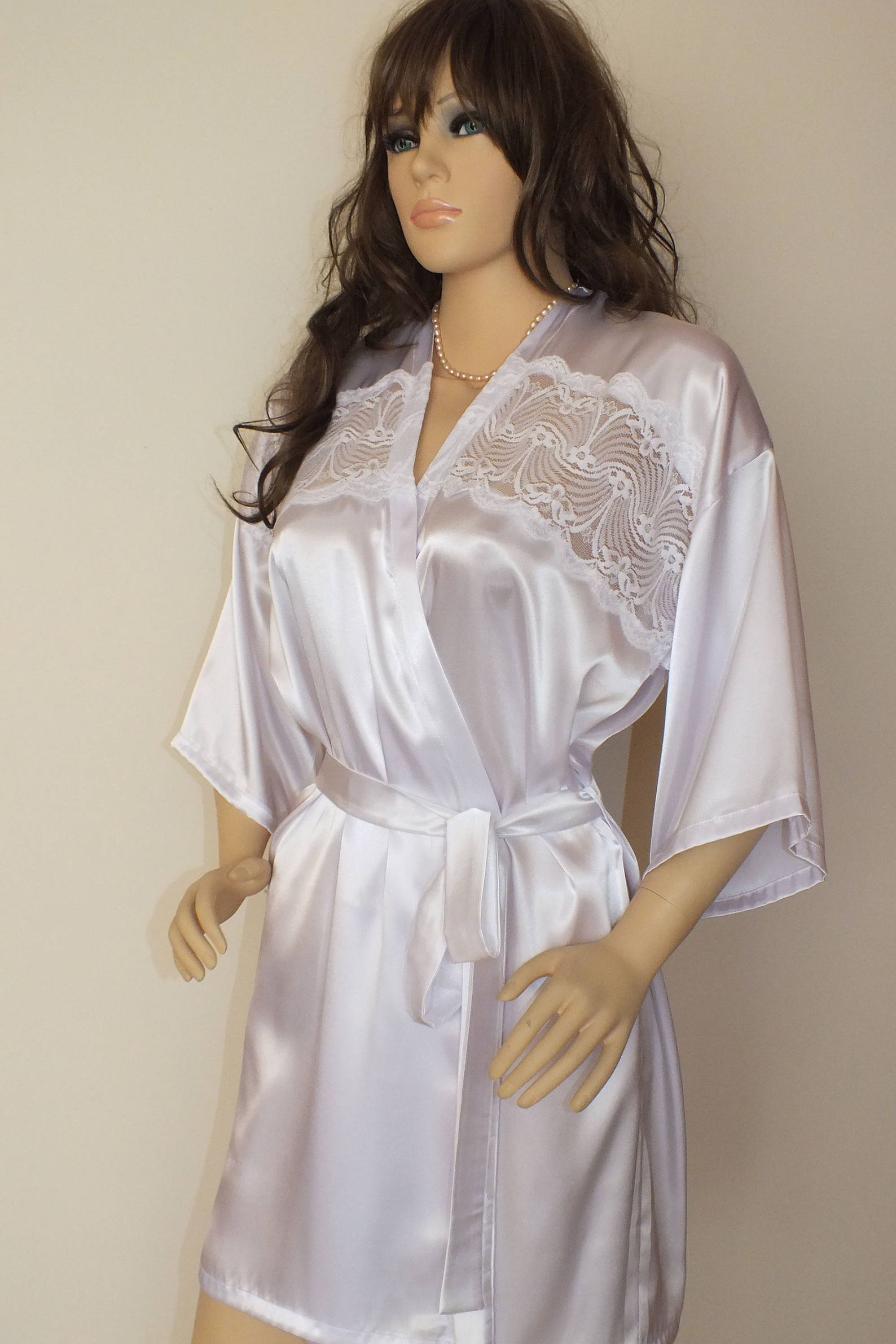 White robe with lace and embroydery Bride Bridal robe Plus Etsy