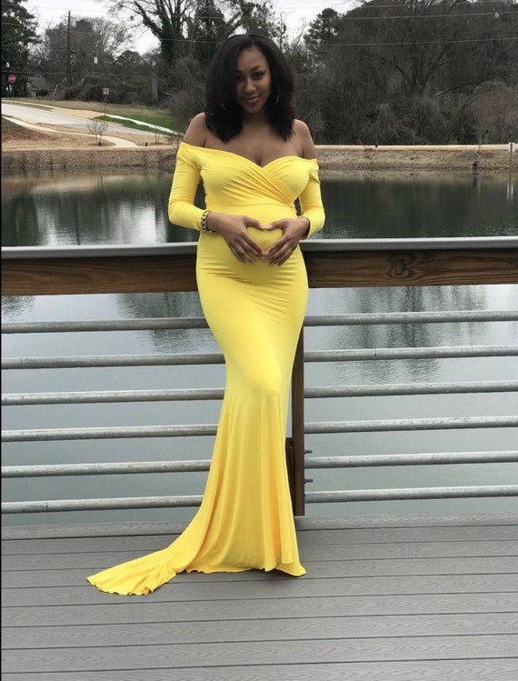 Dress Baby Shower Dress Yellow Maternity Dress for - UK