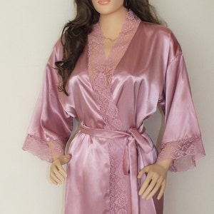 Black-red-white-ivory-blue-mauve Robe With Lace Bridal Robe - Etsy