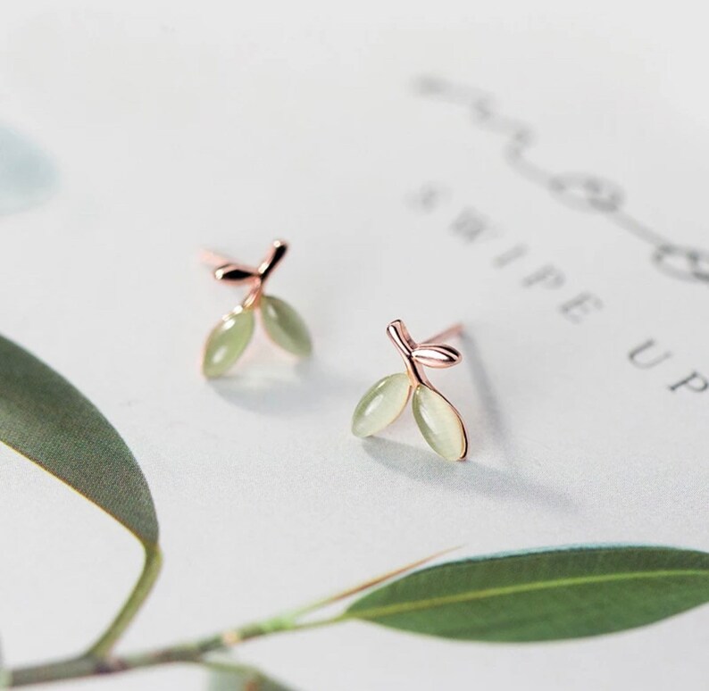 Olive Leaf Earrings/ Rose Gold Olive Leaf Earrings/ Rose Gold Etsy