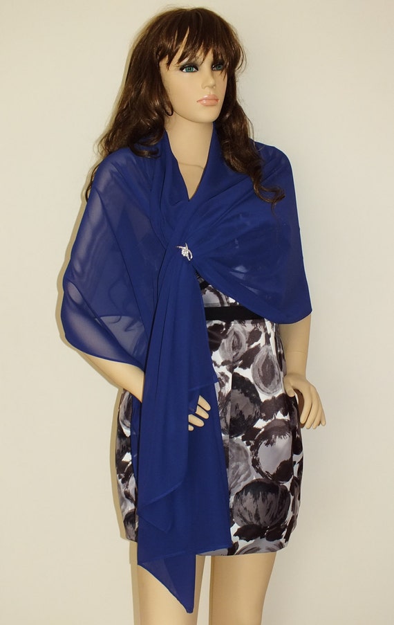 royal blue chiffon shawl