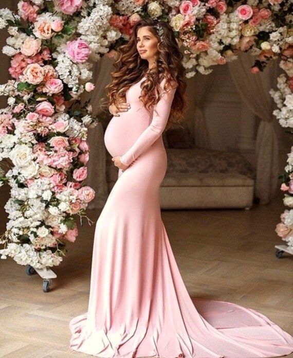Long Sleeve Maternity Dressbaby Shower 