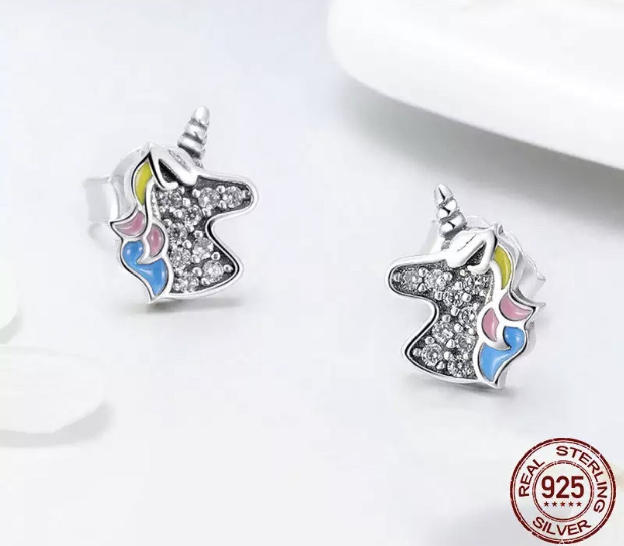 Unicorn stud earring Little girl Unicorn earringsSterling Etsy