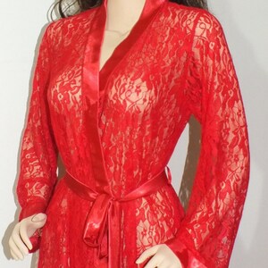 Red Lace Robe Romantic Robe Bridal Robe Honeymoon Robe | Etsy