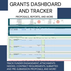 Grants Manager / Writer Dashboard. Tracker, Planner, and Calendar- Template for Nonprofit Use - Google Sheets