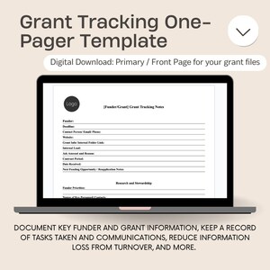 Grant Tracking One- Pager Template