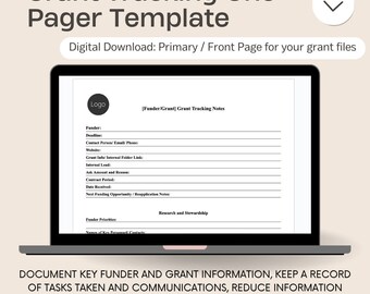 Grant Tracking One- Pager Template