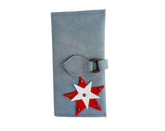 Cartera delgada plegable, tarjetero de cuero, tarjetero plegable, tarjetero de visita, tarjetero de viaje, billetera para billetes de mujer