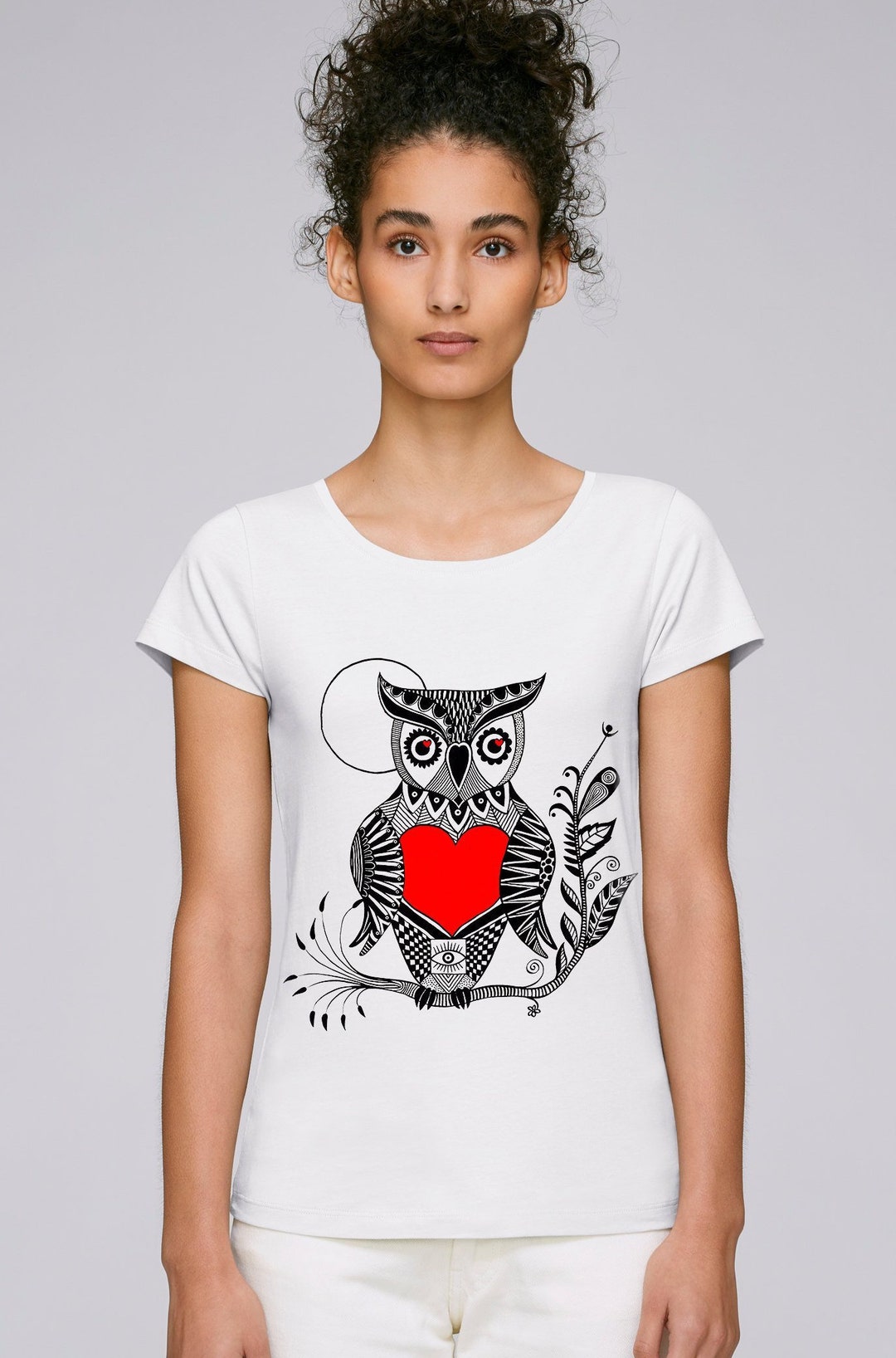 T-shirt Femme Toska Motif Hibou - Taille S, Noir/blanc/or, Manches Courtes, Occasion Très Bon état