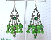 Green Sugar Skull Earrings, Dangle And Drop Howlite With Glass Beads, Day Of The Dead Earrings, Green Skull Jewelry, Jewelry With Skulls