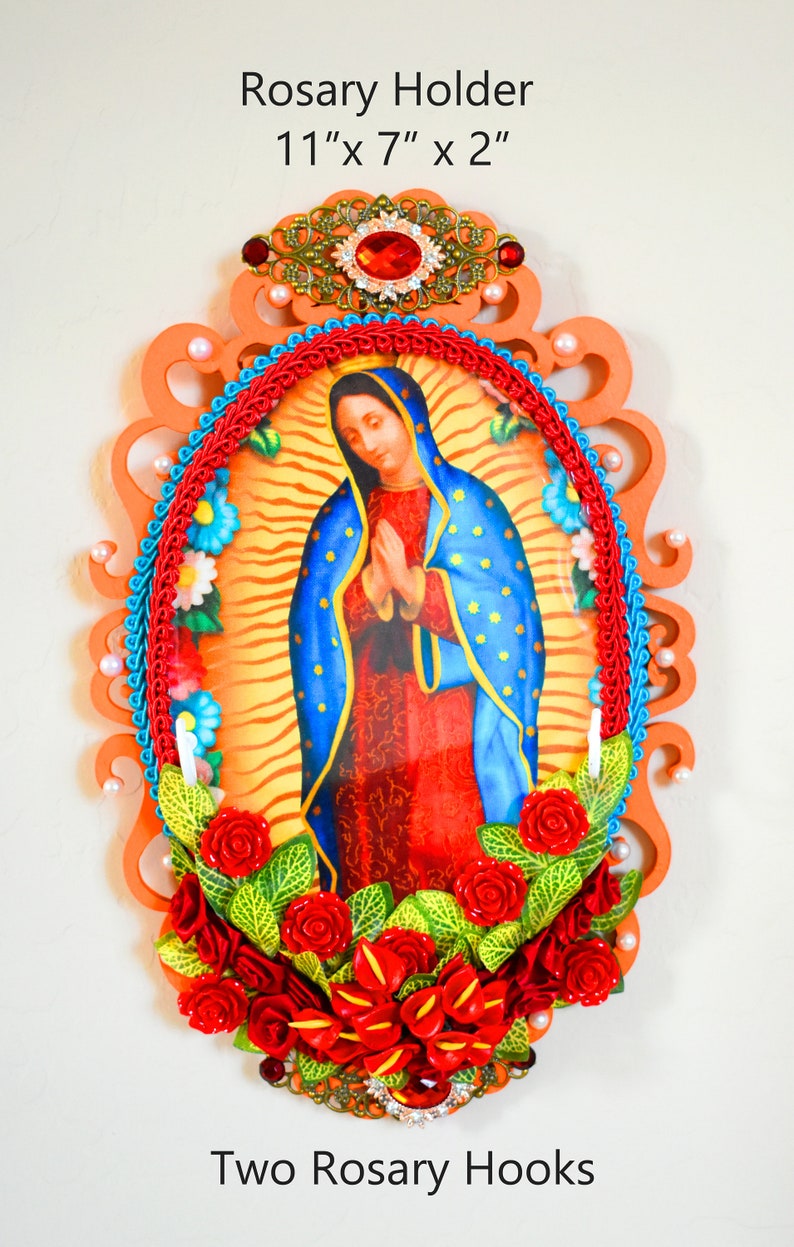 Our Lady Of Guadalupe Virgen De Art And Collectibles Wooden Plaque Religious Home Decor Wall Rosary Holders Objects