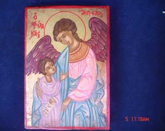 byzantine .orthodox .guardian angel.greek icon.archangel angel gabriel.christian icon. religious.hand painted  icon.