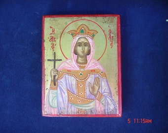 ST.OLGA saint olga.religious. hand painted .byzantine.Αγια Ολγα.αγιογραφια.