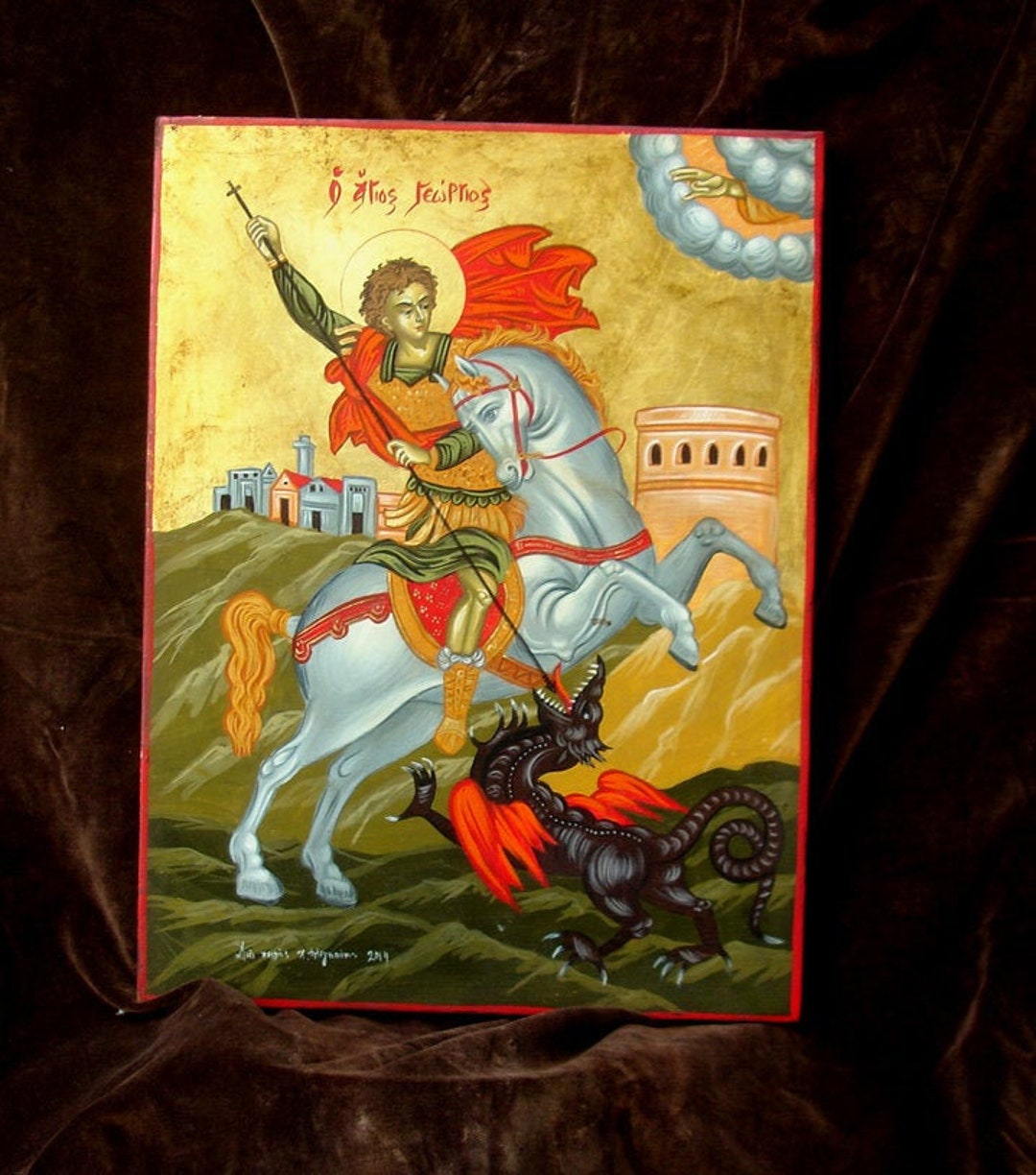 Saint George Greek Icon.religious Gift.saints Icons,made in Greece ...