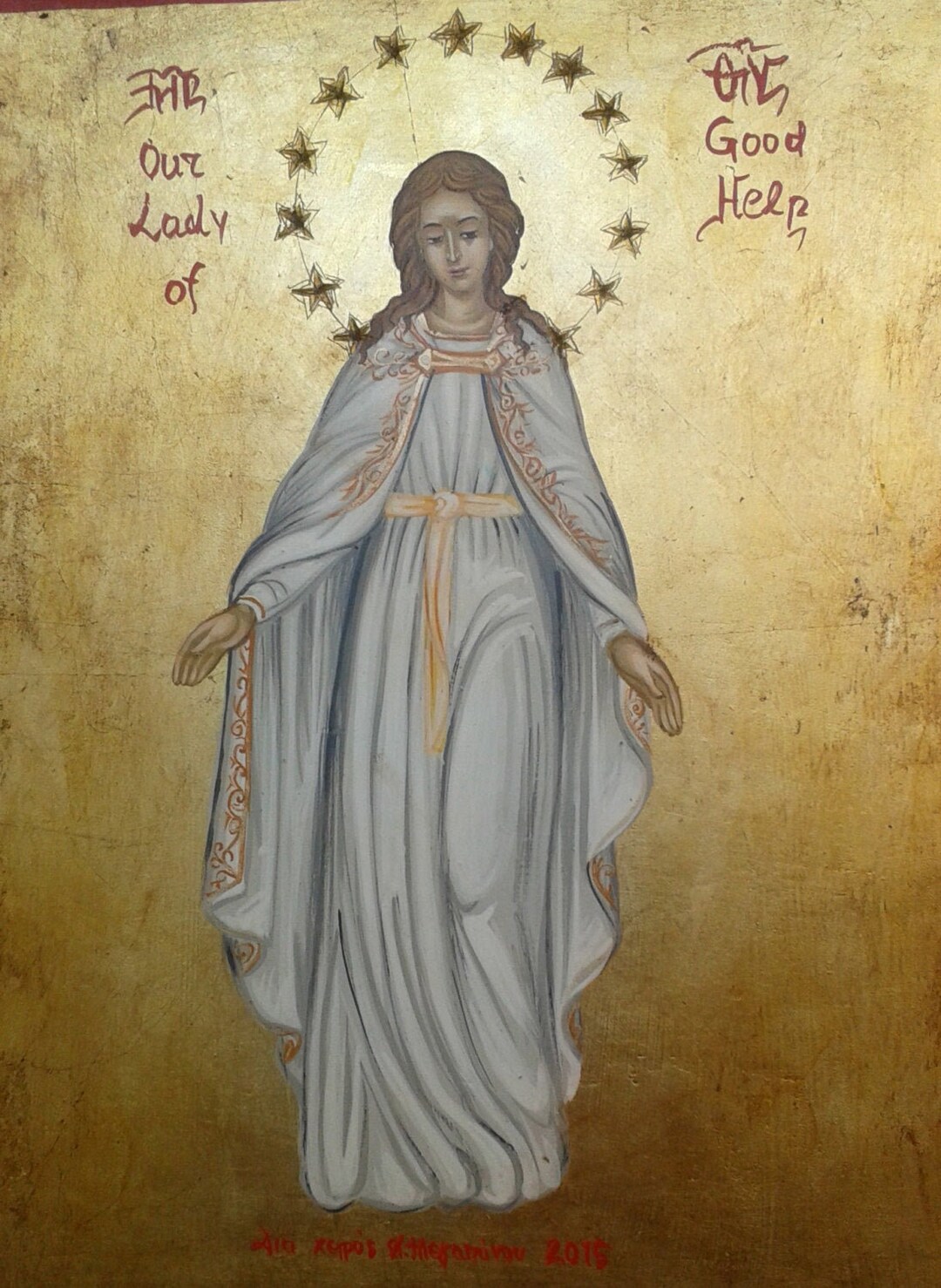 Our Lady of Good Help.original Hand Paint Icon.religious Catholic Icons