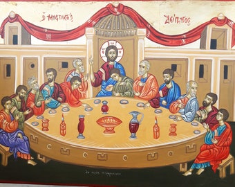 LAST SUPPER.Unique Greek handpaint agiografia.byzantine icon