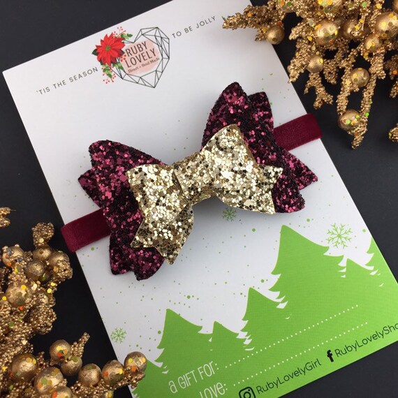 Maroon And Gold Hair Bow Burgundy Hair Bow Baby Burgundy Etsy