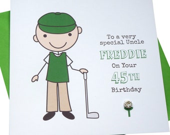 Personalised Handmade Golfer Birthday Card