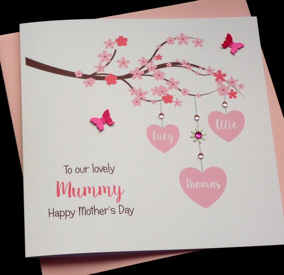 Personalised Mother/'s Day Card Handmade Mum Mummy Lovely Mum Mom Mam Mama Mammy